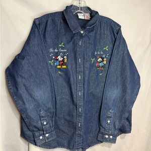 Vintage Disney Blue Denim Shirt with embroidery